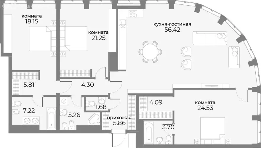 3-комнатная квартира: Москва, Дружинниковская улица, 15А (161.2 м) - Фото 1