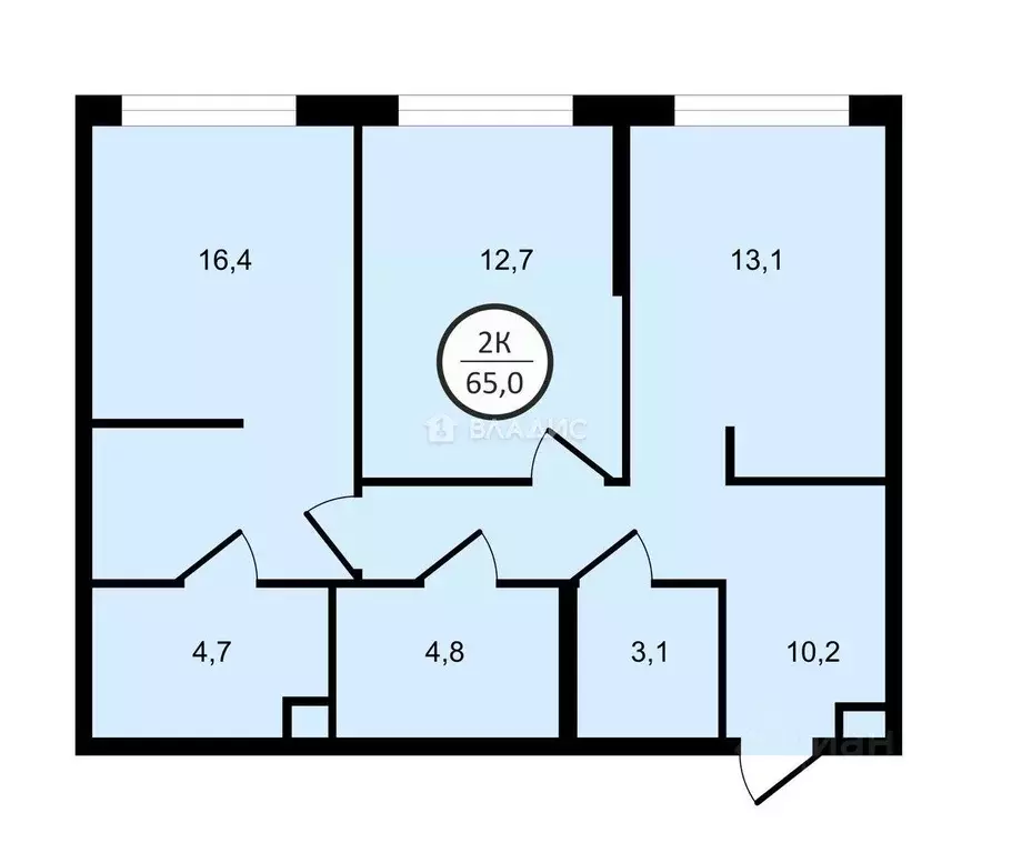 Квартира, 2 комнаты, 65 м - Фото 0