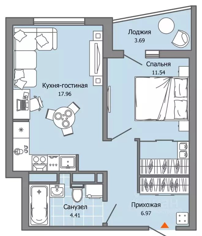 2-к кв. Ульяновская область, Ульяновск ул. Юго-западная, 18 (43.0 м) - Фото 0