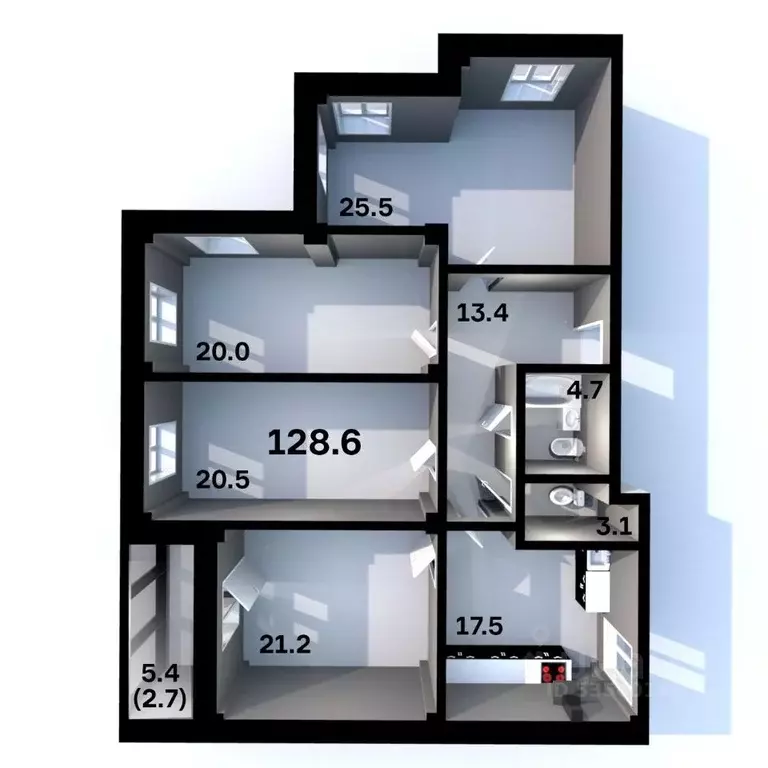 4-к кв. Псковская область, Псков Пароменская ул., 28 (128.6 м) - Фото 1