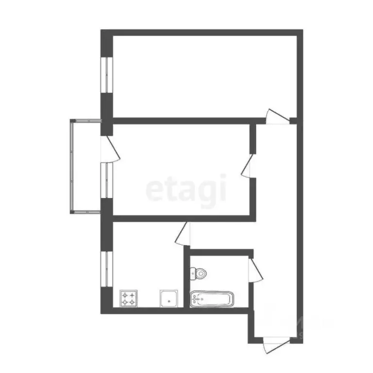 2-к кв. Тюменская область, Тюмень ул. 25 Октября, 46 (46.0 м) - Фото 1