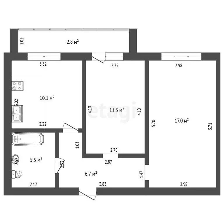 2-комнатная квартира: Стерлитамак, улица 23 Мая, 24А (50.6 м) - Фото 1