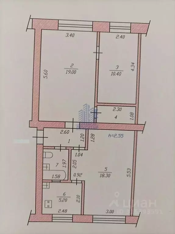 3-к кв. Чувашия, Чебоксары ул. Урукова, 3 (61.5 м) - Фото 0