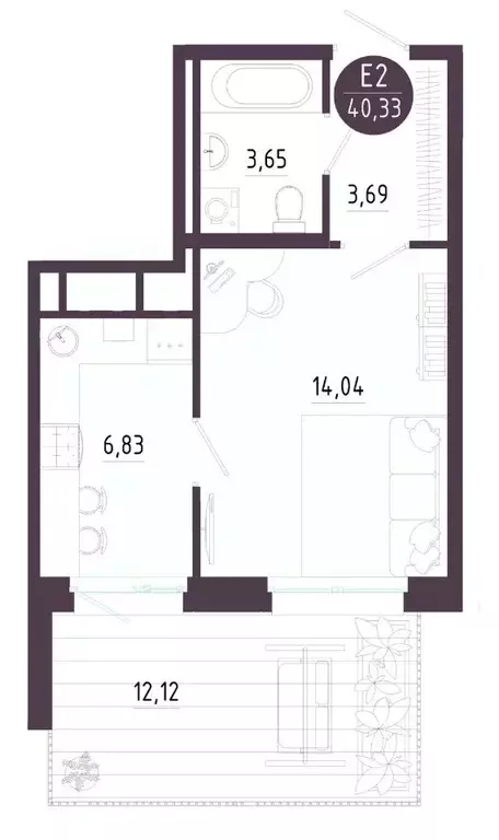 1-к кв. Тульская область, Тула ул. Пряничная, 6 (40.33 м) - Фото 0