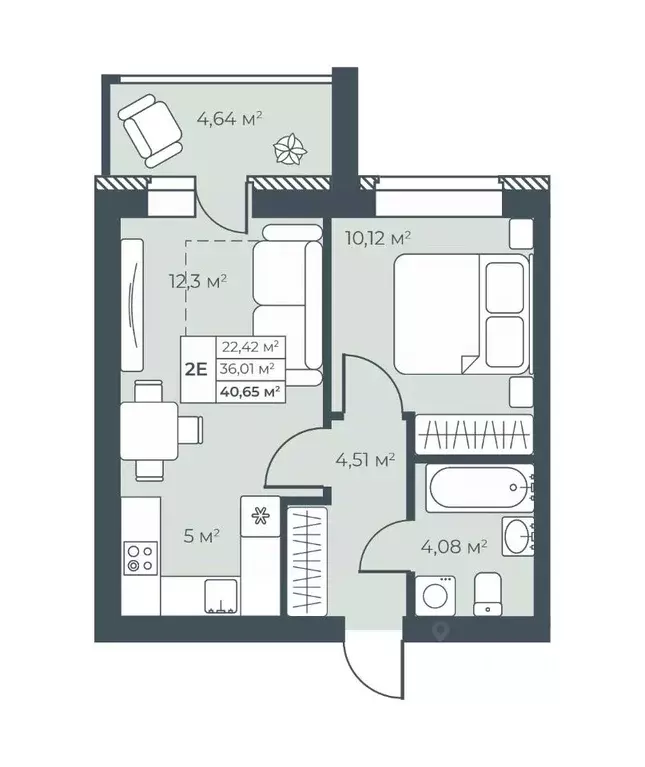 2-к кв. Нижегородская область, Выкса инженера Шухова кв-л,  (40.65 м) - Фото 0