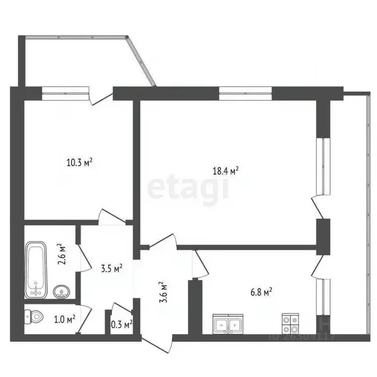 2-к кв. Севастополь ул. Гавена, 14Б (49.8 м) - Фото 2