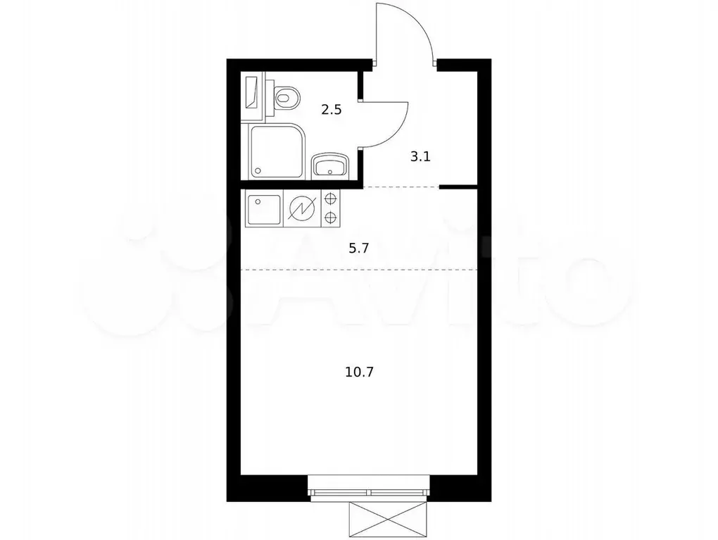 Квартира-студия, 21,9 м, 15/24 эт. - Фото 0