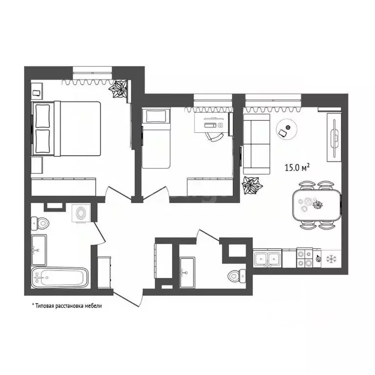 2-к кв. Тюменская область, Тюмень Харьковская ул., 74 (49.9 м) - Фото 1