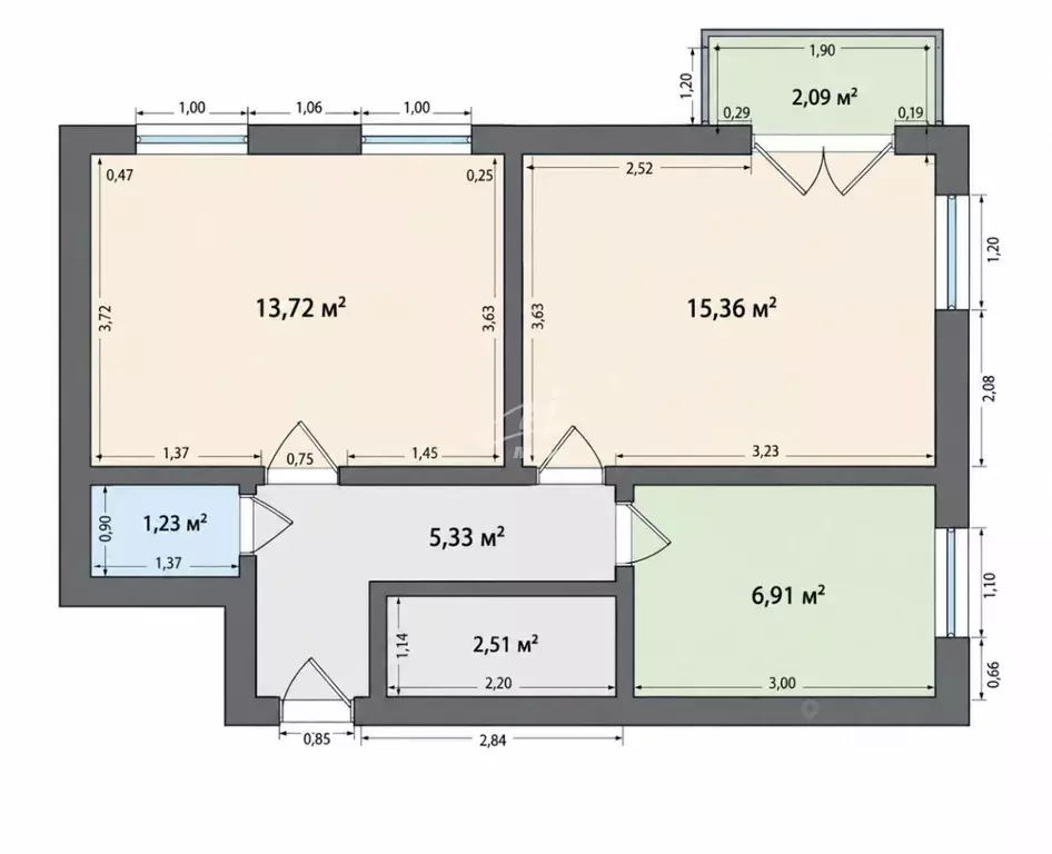 2-к кв. Севастополь ул. Суворова, 24 (44.3 м) - Фото 2