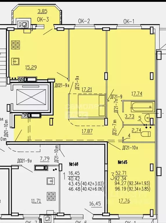 3-к кв. Курская область, Курск ул. 2-я Агрегатная, 57 (96.2 м) - Фото 1