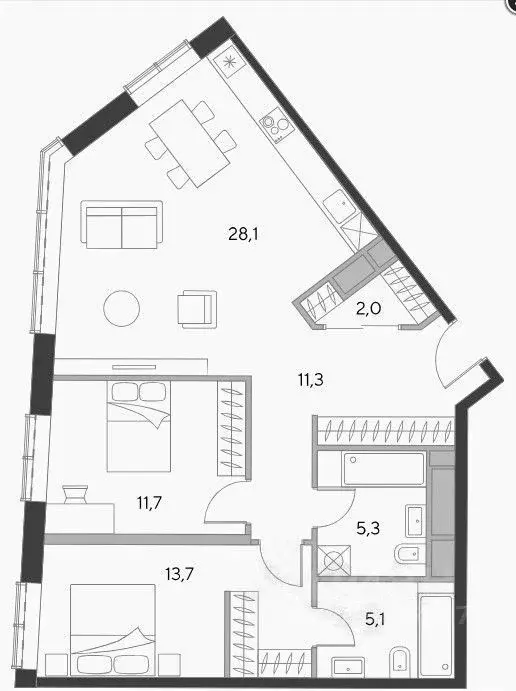 2-к кв. Москва пл. Курского Вокзала, 1 (77.7 м) - Фото 2