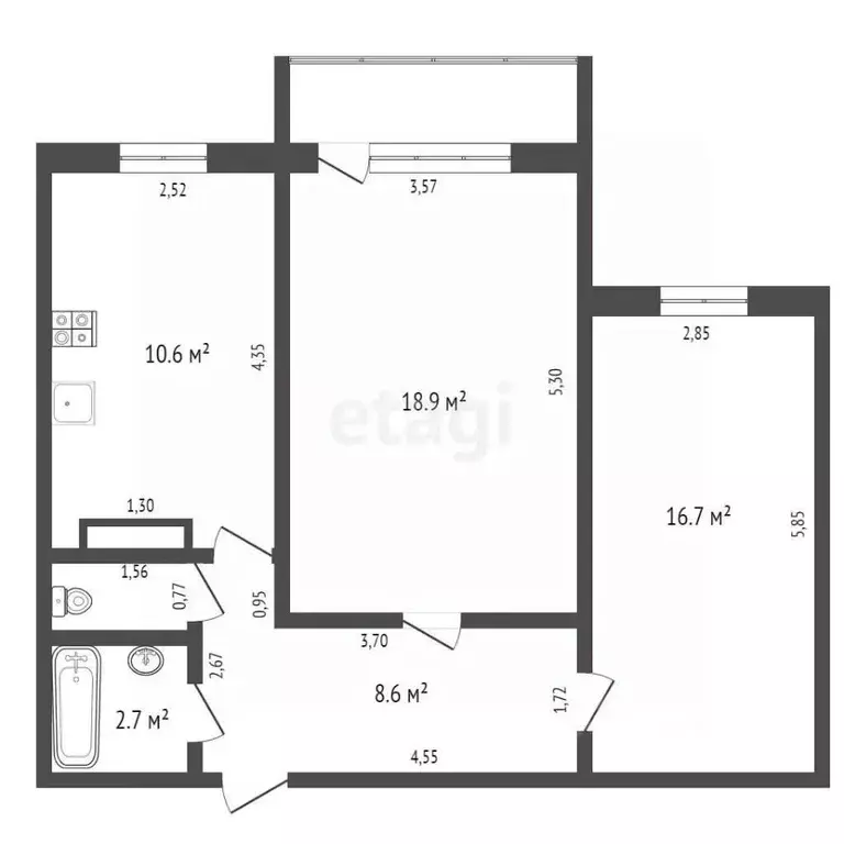 2-к кв. Брянская область, Брянский район, Добрунское с/пос, д. Добрунь ... - Фото 2