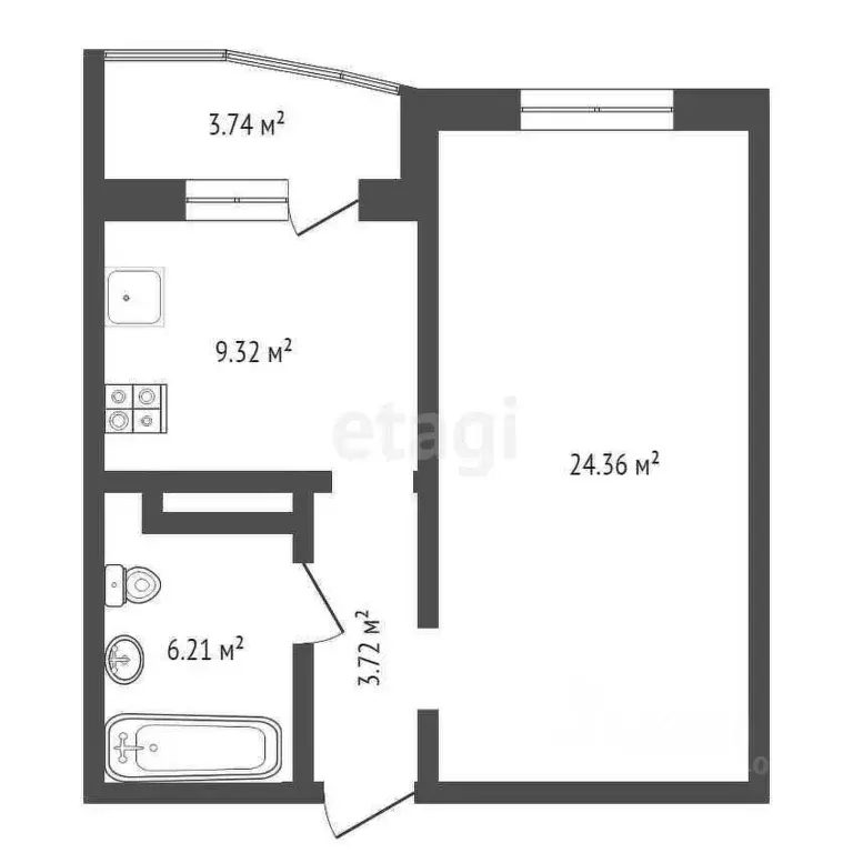 1-к кв. Тюменская область, Тюменский муниципальный округ, д. Дударева ... - Фото 2