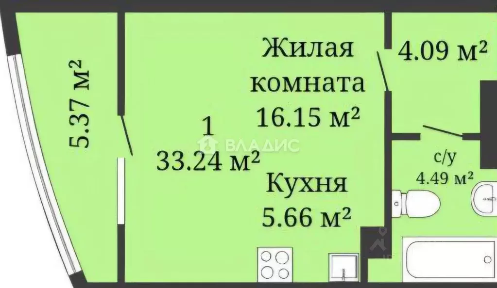 Студия Ростовская область, Ростов-на-Дону Привокзальная пл., 3б (36.0 ... - Фото 2