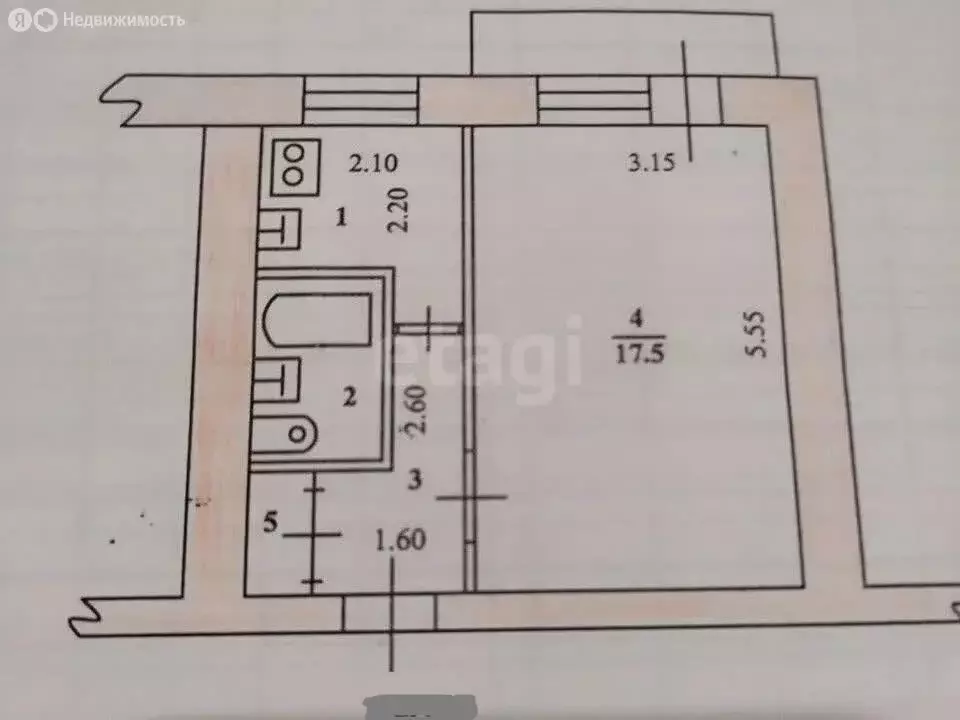 1-комнатная квартира: Казань, улица Челюскина, 64 (30 м) - Фото 1