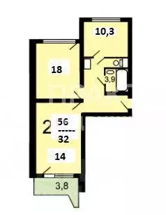 Квартира, 2 комнаты, 56 м - Фото 2