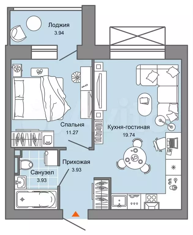 2-к. квартира, 41 м, 2/6 эт. - Фото 0