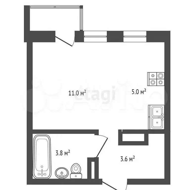 Квартира-студия, 20,6 м, 2/16 эт. - Фото 0