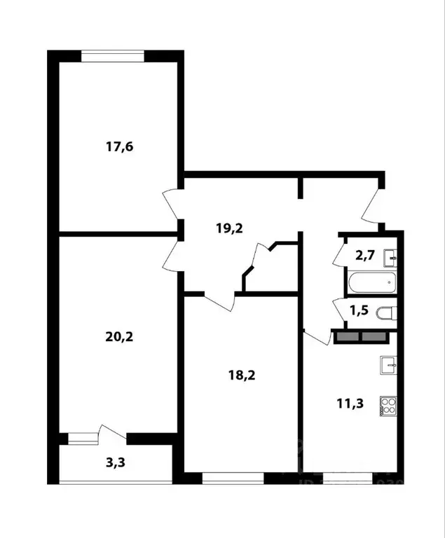 3-к кв. Санкт-Петербург Ново-Александровская ул., 14 (90.7 м) - Фото 1