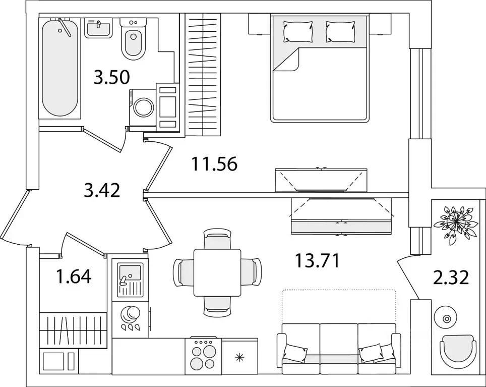 1-к кв. Санкт-Петербург ул. Тамбасова, 5Н (34.99 м) - Фото 0