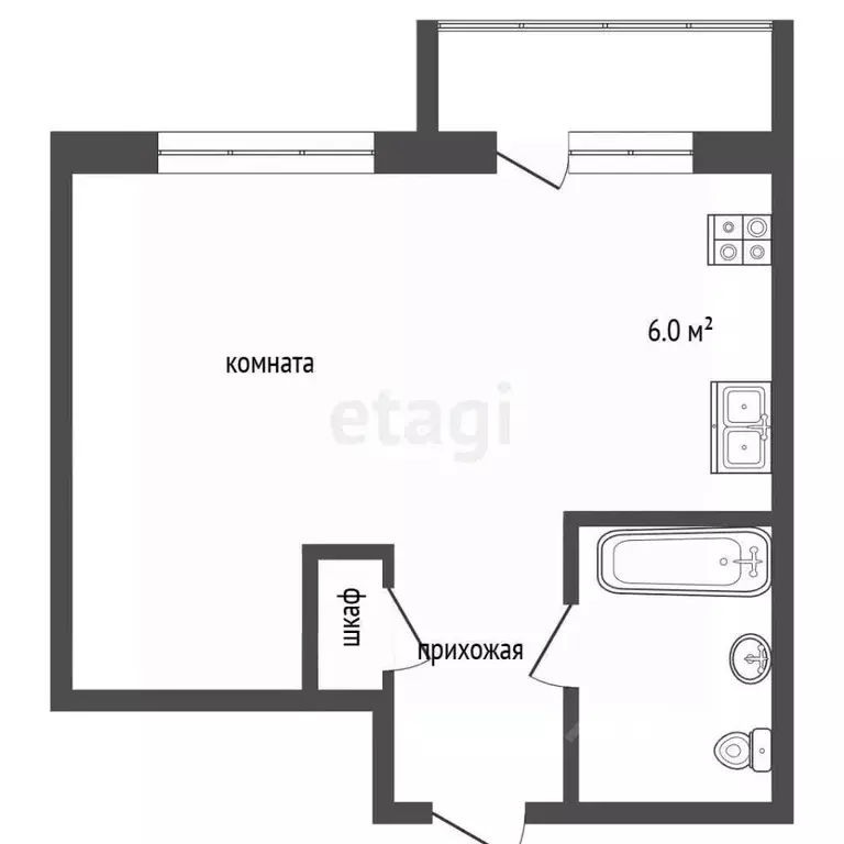 Студия Вологодская область, Вологда ул. Возрождения, 82А (28.0 м) - Фото 2