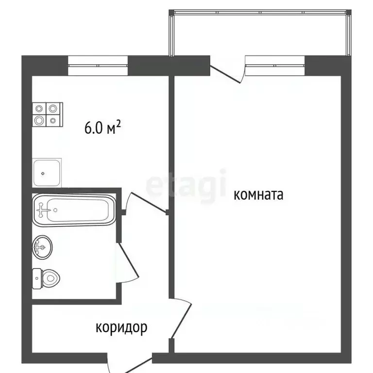 1-к кв. Тамбовская область, Тамбов Мичуринская ул., 143 (30.3 м) - Фото 2