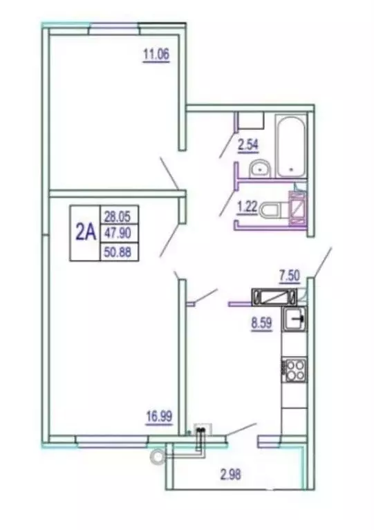 2-к кв. Астраханская область, Астрахань Жилая ул., 3А (50.0 м) - Фото 1