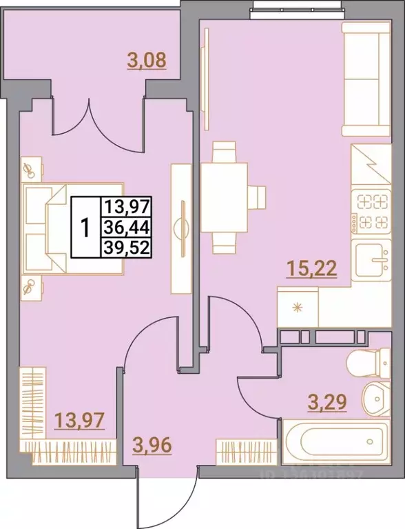 1-к кв. Волгоградская область, Волгоград Удмуртская ул., 75 (39.52 м) - Фото 1