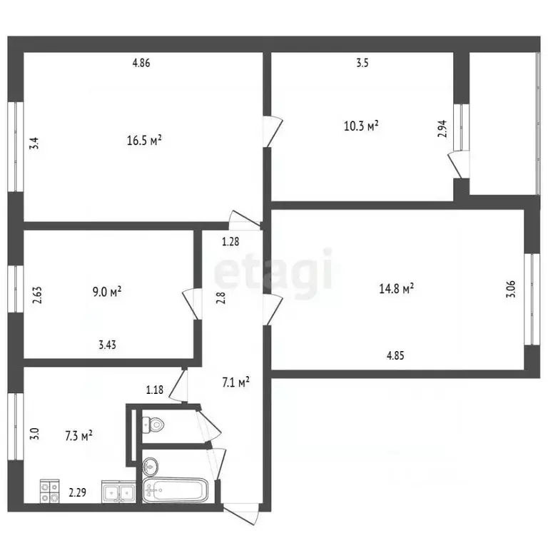 4-к кв. Удмуртия, Ижевск ул. 10 лет Октября, 43 (67.6 м) - Фото 2