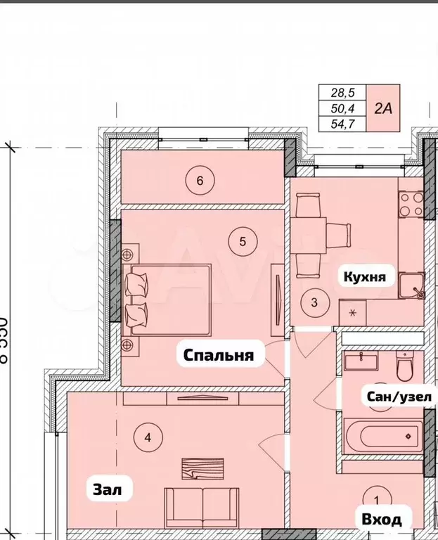2-к. квартира, 54,7 м, 13/16 эт. - Фото 0