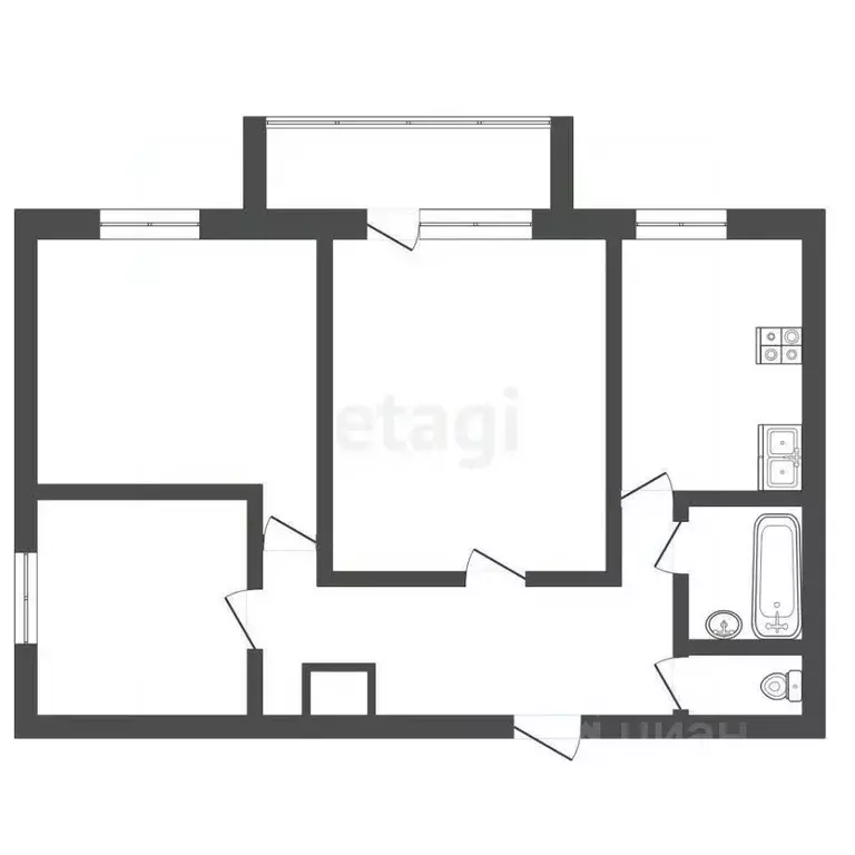 3-к кв. Тюменская область, Тюмень ул. Федюнинского, 17 (60.2 м) - Фото 1