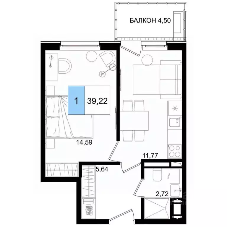 1-к кв. Краснодарский край, Анапа проезд Межсанаторный, 33 (39.22 м) - Фото 1