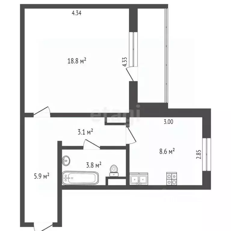1-к кв. Омская область, Омск ул. 28-я Северная, 20 (40.2 м) - Фото 2
