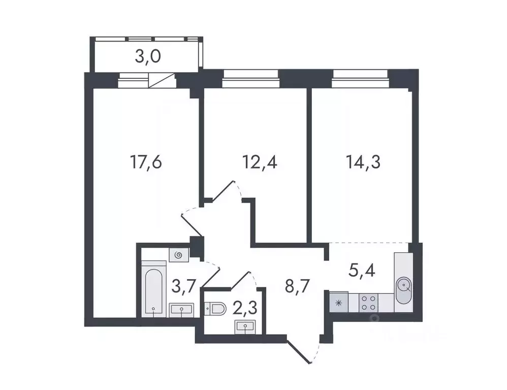 3-к кв. Кировская область, Киров ул. Чистопрудненская, 13 (67.4 м) - Фото 0