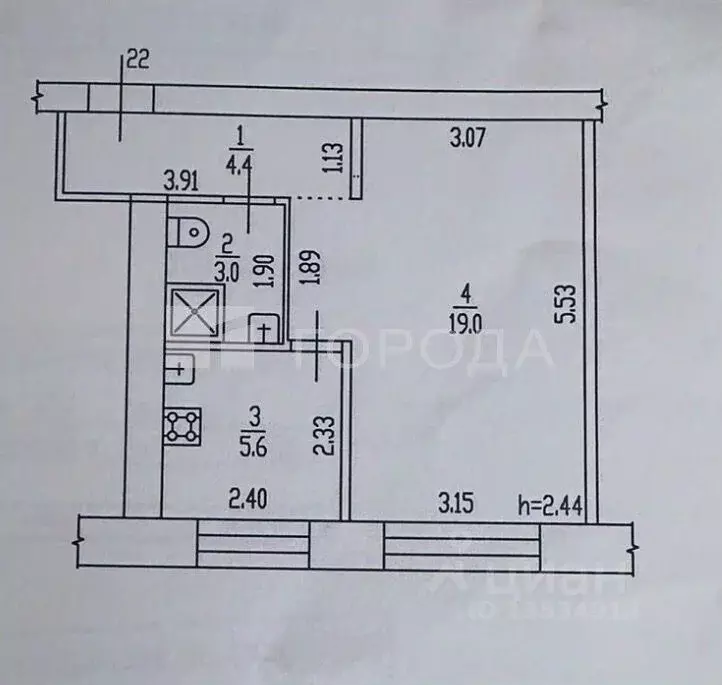 1-к кв. Алтайский край, Барнаул Социалистический просп., 66 (32.4 м) - Фото 2