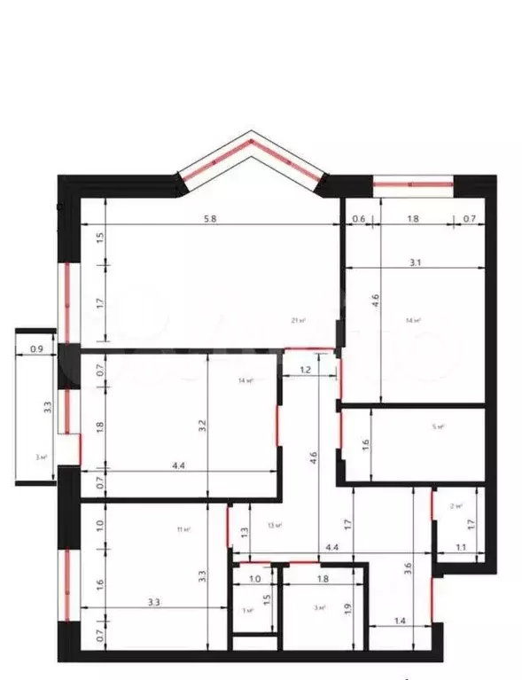 3-к. квартира, 89 м, 5/8 эт. - Фото 0