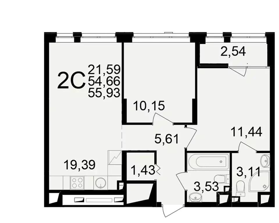 2-к кв. Рязанская область, Рязань ул. Чкалова (54.66 м) - Фото 1