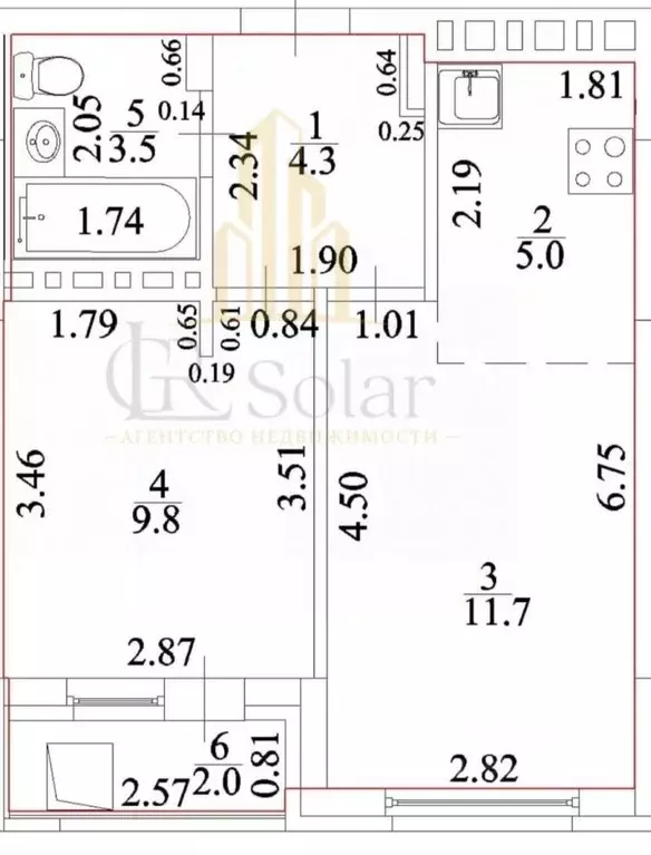 2-к кв. Башкортостан, Уфа ул. Воинов-Интернационалистов, 7 (34.3 м) - Фото 1