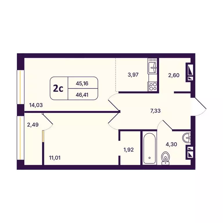 2-комнатная квартира: Новосибирск, Кировский район, Северо-Чемской ... - Фото 0
