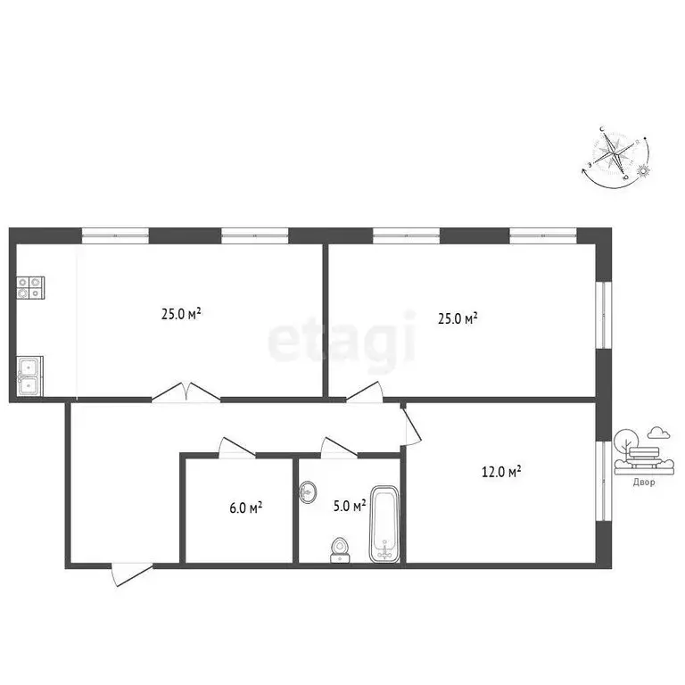 2-комнатная квартира: Тюмень, улица Николая Ростовцева, 22к1 (80.1 м) - Фото 1