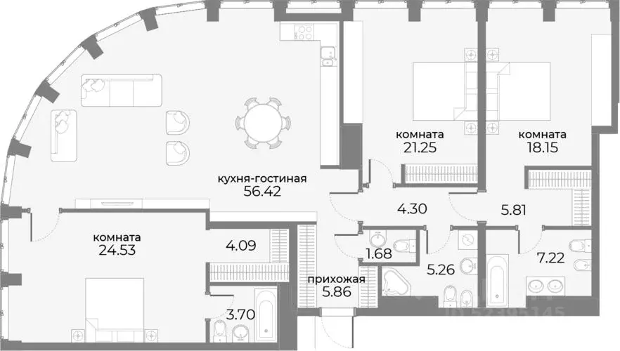 3-к кв. Москва Дружинниковская ул., 15 (160.5 м) - Фото 0