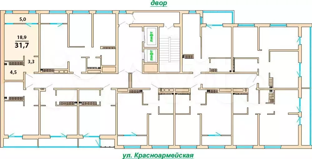 Квартира-студия, 31,6 м, 7/16 эт. - Фото 1