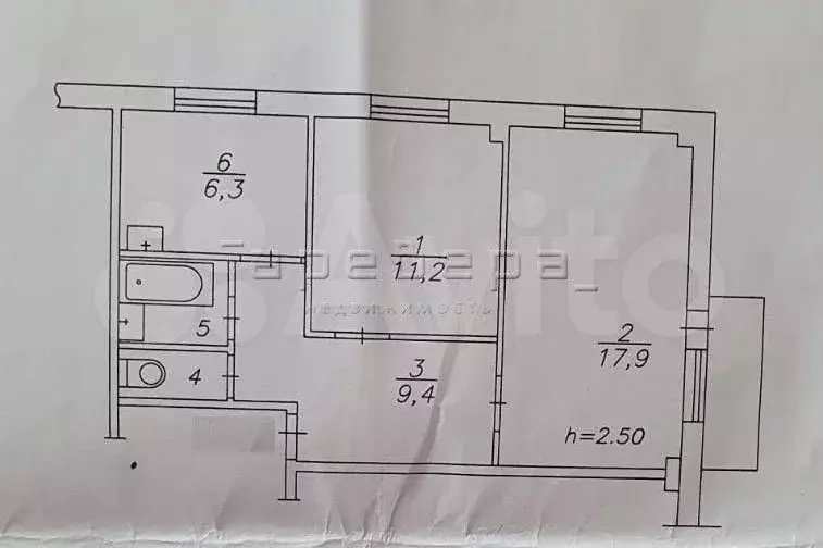 2-к. квартира, 48,1 м, 5/5 эт. - Фото 0