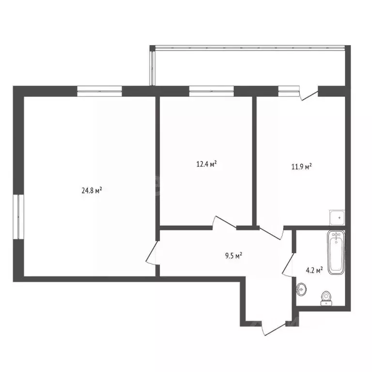 2-к кв. Красноярский край, Красноярск Караульная ул., 39Б (62.8 м) - Фото 1