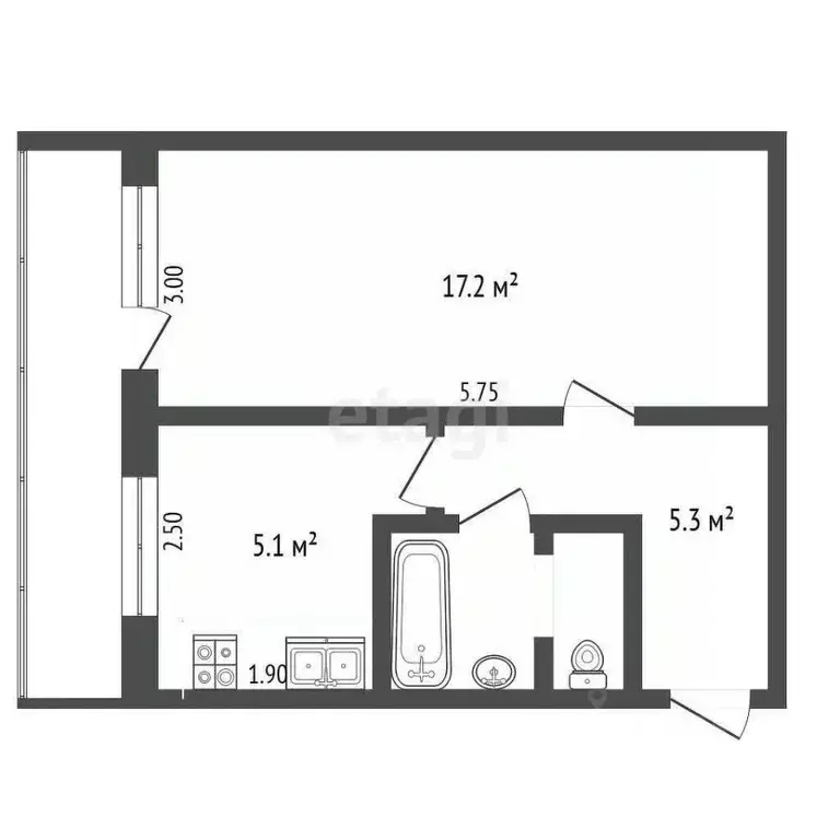 1-к кв. Архангельская область, Архангельск Дачная ул., 51к1 (30.9 м) - Фото 0