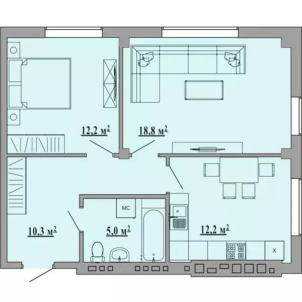Продаётся 2-к квартира, 58.5 м - Фото 0