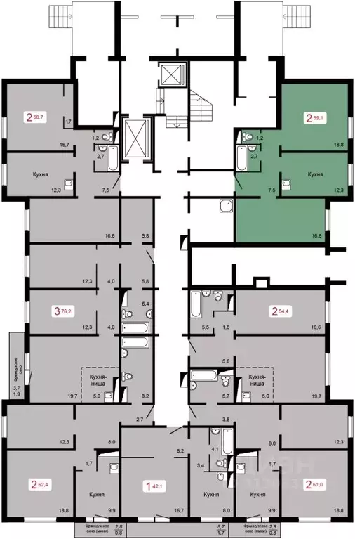 2-к кв. Красноярский край, Красноярск ул. Кутузова, 2с4 (59.1 м) - Фото 0