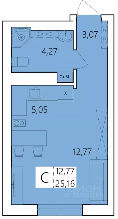 Студия Башкортостан, Уфа ул. Пожарского, 237 (25.16 м) - Фото 1