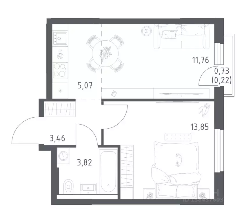 1-к кв. Башкортостан, Уфа ул. Минигали Губайдуллина, 8к9 (38.18 м) - Фото 1