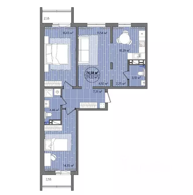 3-к кв. Челябинская область, Челябинск ул. Труда, 15 (80.95 м) - Фото 0